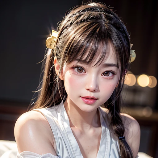 NSFW, 8k, High-level, absurd, masterpiece, best quality, primitive, very detailed CG, very detailed wallpaper, perfect lighting, Extremely detailed (((The personifying " CHUN-LI " as a Little Girl))), MysticSight, Tyndall effect, Tyndall scattering, Studio gray background with (many Dazzling RainbowColor particles BokeH:1.28), (RoundlyButts, ThighGap), (Exposed:0.4), (Assfocus with looking ahead), BREAK (NOGIZAKA face variations) Extremely Detailed very KAWAII face variations, perfect anatomy, Childish, captivating gaze, elaborate detailed Eyes with (sparkling highlights:1.28), long eyelashes、Glossy RED Lips with beautiful details, Coquettish tongue, Rosy cheeks, Radiant PearlSkin with clear transparency . { (Dynamic LifeLike expressions:1.4) | :d) }, (large eyes:-1) .