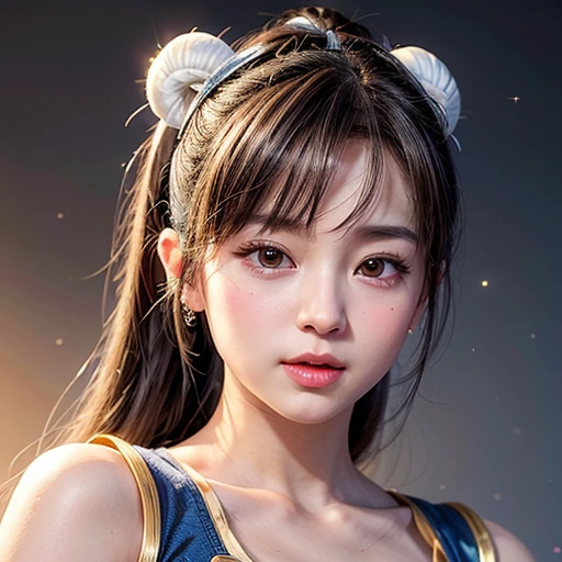 NSFW, 8k, High-level, absurd, masterpiece, best quality, primitive, very detailed CG, very detailed wallpaper, perfect lighting, Extremely detailed (((The personifying " CHUN-LI " as a  Girl))), MysticSight, Tyndall effect, Tyndall scattering, Studio gray background with (many Dazzling RainbowColor particles BokeH:1.28), (RoundlyButts, ThighGap), (Exposed:0.4), (Assfocus with looking ahead), BREAK (NOGIZAKA face variations) Extremely Detailed very KAWAII face variations, perfect anatomy, Childish, captivating gaze, elaborate detailed Eyes with (sparkling highlights:1.28), long eyelashes、Glossy RED Lips with beautiful details, Coquettish tongue, Rosy cheeks, Radiant PearlSkin with clear transparency . { (Dynamic LifeLike expressions:1.4) | :d) }, (large eyes:-1) .