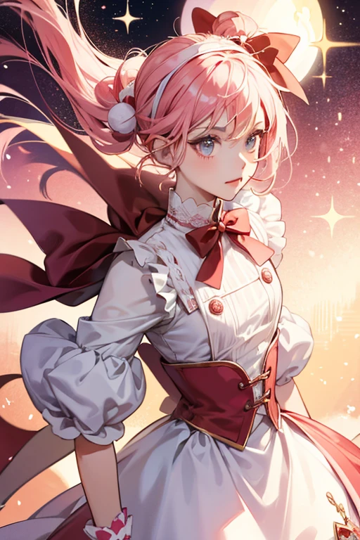 Riboputchi resembles a small, white ball with a pink pacifier. She wears a large red bow on top of her head. SPARKLE; GLITTER