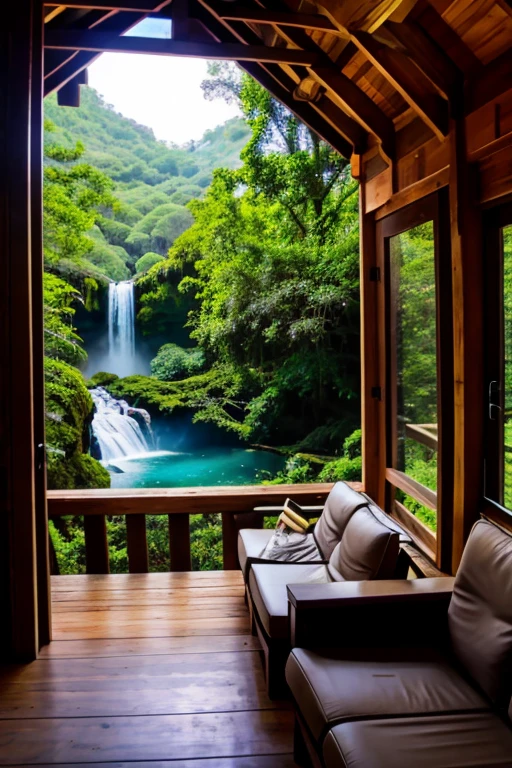 Treehouse inside the waterfall 