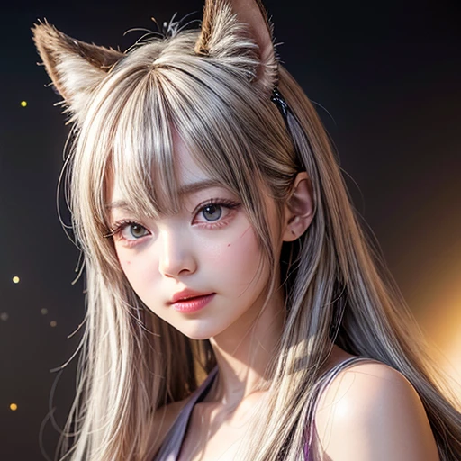 NSFW, 8k, High-level, absurd, masterpiece, best quality, primitive, very detailed CG, very detailed wallpaper, perfect lighting, Extremely detailed (((The personifying " Fenrir " as a ))), MysticSight, Tyndall effect, Tyndall scattering, Studio gray background with (many Dazzling RainbowColor particles BokeH:1.28), (RoundlyButts, ThighGap), (Exposed:0.4), (Assfocus with looking ahead), BREAK (NOGIZAKA face variations) Extremely Detailed very KAWAII face variations, perfect anatomy, Childish, captivating gaze, elaborate detailed Eyes with (sparkling highlights:1.28), long eyelashes、Glossy RED Lips with beautiful details, Coquettish tongue, Rosy cheeks, Radiant PearlSkin with clear transparency . { (Dynamic LifeLike expressions:1.4) | :d) }, (large eyes:-1) .