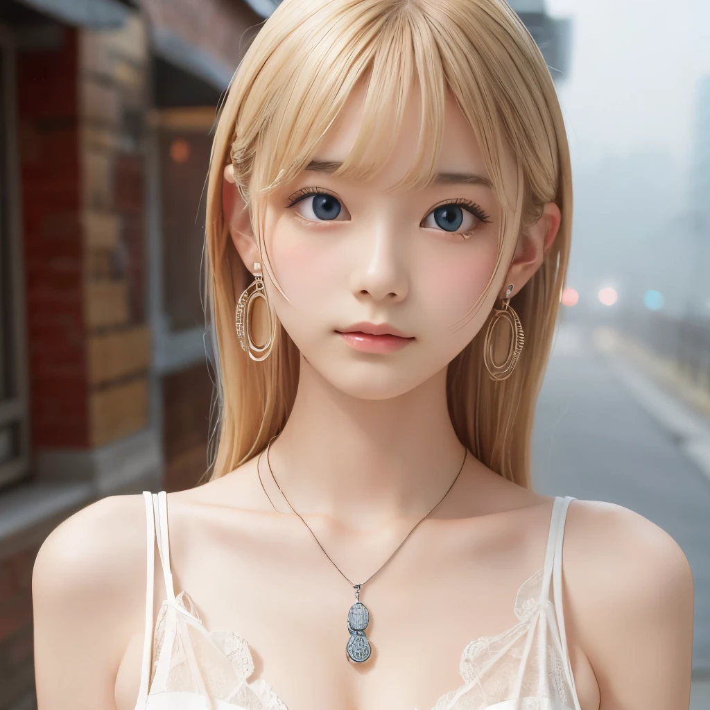 masterpiece, highest quality,Blonde, Earrings,pendant,[crazy_eye], (Small Tits: 1.2), Super detailed, fog, Browsing Caution, (Expressionless)
