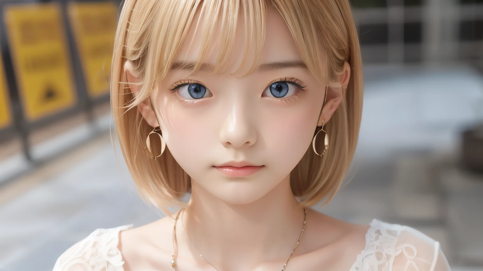 masterpiece, highest quality,Blonde, Earrings,pendant,[crazy_eye], (Small Tits: 1.2), Super detailed, fog, Browsing Caution, (Expressionless)