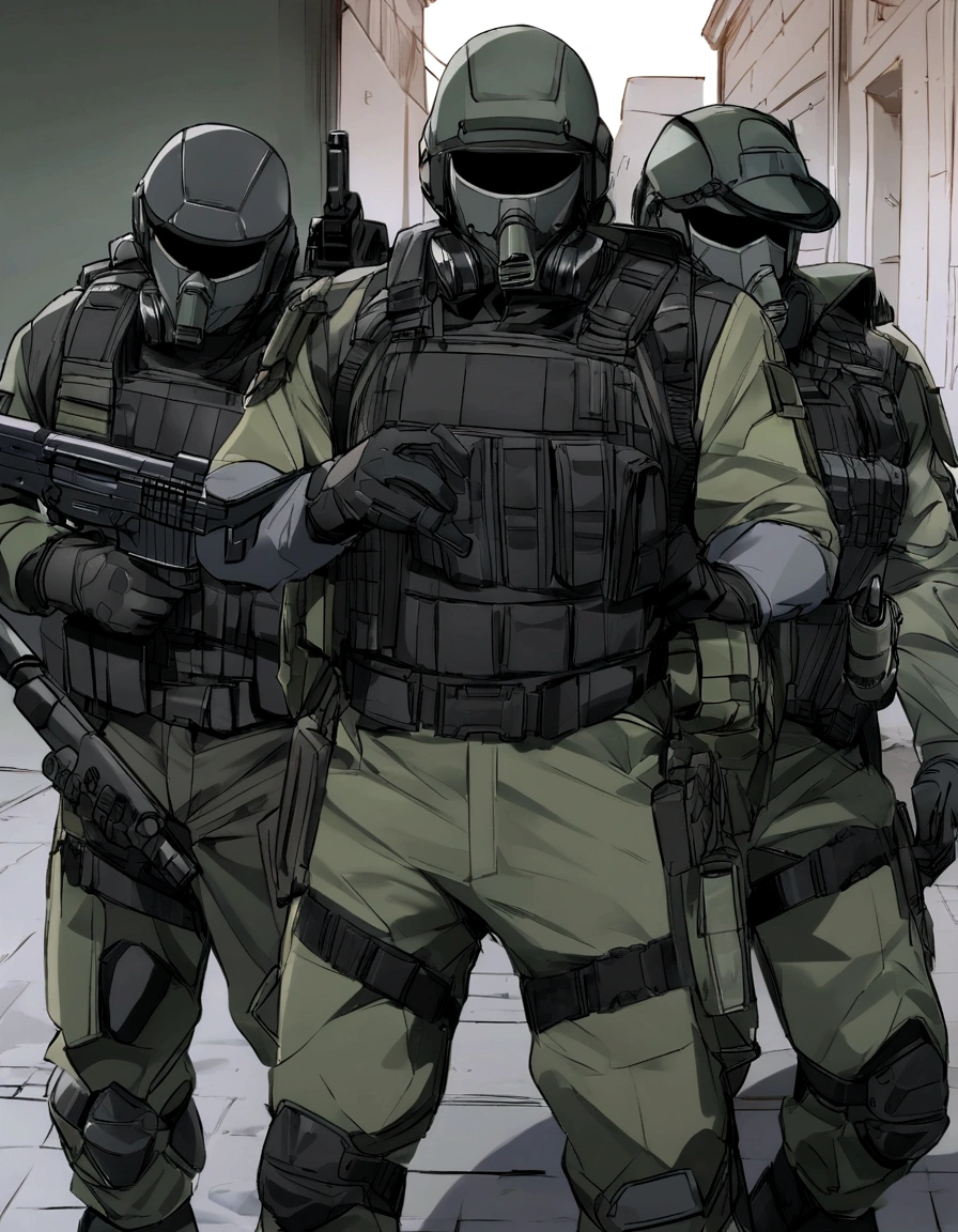 corpo todo, Um SELO da Marinha. Dressed in a stylish black tactical uniform and combat gear. Wears a tactical vest adorned with ammunition and equipment pouches. Ele incorpora as qualidades de um guerreiro altamente treinado e habilidoso.