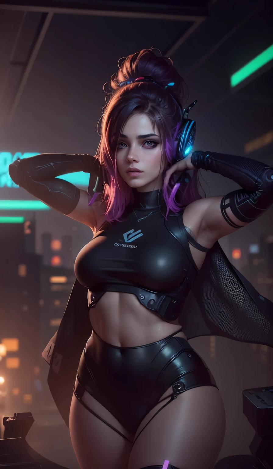 Cambiar el fondo, chica hermosa cyberpunk, cara realista, high cara realista