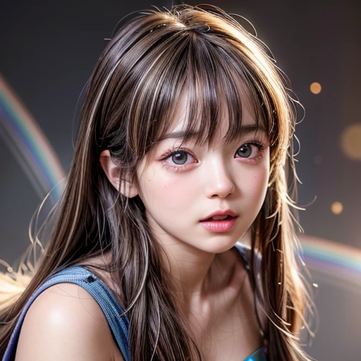 NSFW, 8k, High-level, absurd, masterpiece, best quality, primitive, very detailed CG, very detailed wallpaper, perfect lighting, Extremely detailed (((The personifying " SuperWoman " as a Little Girl))), MysticSight, Tyndall effect, Tyndall scattering, Studio gray background with (many Dazzling RainbowColor particles BokeH:1.28), (RoundlyButts, ThighGap), (Exposed:0.4), (Assfocus with looking ahead), BREAK (NOGIZAKA face variations) Extremely Detailed very KAWAII face variations, perfect anatomy, Childish, captivating gaze, elaborate detailed Eyes with (sparkling highlights:1.28), long eyelashes、Glossy RED Lips with beautiful details, Coquettish tongue, Rosy cheeks, Radiant PearlSkin with clear transparency . { (Dynamic LifeLike expressions:1.4) | :d) }, (large eyes:-1) .