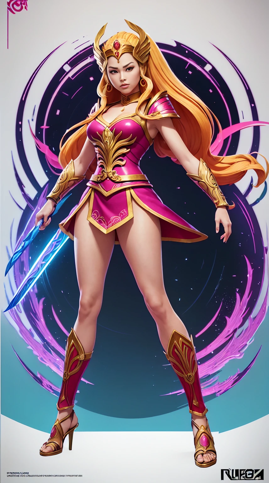 ((Full body photo, standing, feet on the ground))  She-ra, TM Samurai, intricate face details, poster style, icons, vibrant colors, vector style, digital art, 4K, intricate details, mesmerizing, professionally made, beautiful vector illustration, 12K resolution, 3D, all characters in detailed full body, highly detailed, vibrant, ultra high quality, Hyperrealism, Photorealism, octane render]