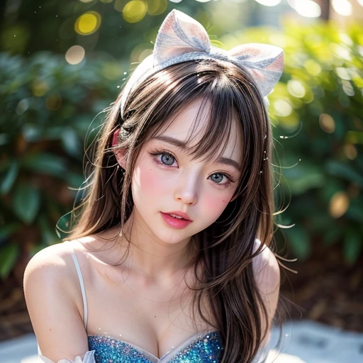 NSFW, 8k, High-level, absurd, masterpiece, best quality, primitive, very detailed CG, very detailed wallpaper, perfect lighting, Extremely detailed (((The personifying " Snow White " as a Little Girl))), MysticSight, Tyndall effect, Tyndall scattering, Studio gray background with (many Dazzling RainbowColor particles BokeH:1.28), (RoundlyButts, ThighGap), (Exposed:0.4), (Assfocus with looking ahead), BREAK (NOGIZAKA face variations) Extremely Detailed very KAWAII face variations, perfect anatomy, Childish, captivating gaze, elaborate detailed Eyes with (sparkling highlights:1.28), long eyelashes、Glossy RED Lips with beautiful details, Coquettish tongue, Rosy cheeks, Radiant PearlSkin with clear transparency . { (Dynamic LifeLike expressions:1.4) | :d) }, (large eyes:-1) .