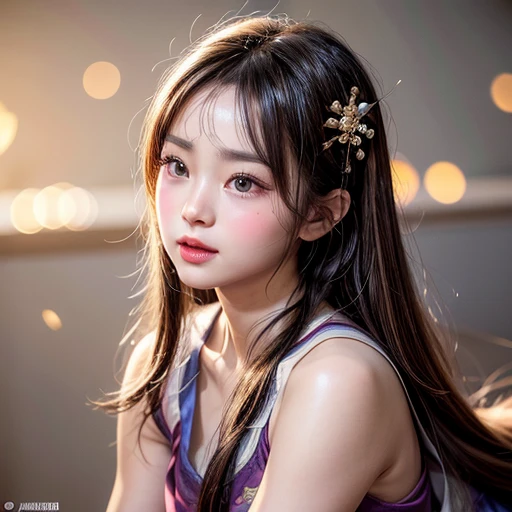 NSFW, 8k, High-level, absurd, masterpiece, best quality, primitive, very detailed CG, very detailed wallpaper, perfect lighting, Extremely detailed (((The personifying " Mulan " as a Little Girl))), MysticSight, Tyndall effect, Tyndall scattering, Studio gray background with (many Dazzling RainbowColor particles BokeH:1.28), (RoundlyButts, ThighGap), (Exposed:0.4), (Assfocus with looking ahead), BREAK (NOGIZAKA face variations) Extremely Detailed very KAWAII face variations, perfect anatomy, Childish, captivating gaze, elaborate detailed Eyes with (sparkling highlights:1.28), long eyelashes、Glossy RED Lips with beautiful details, Coquettish tongue, Rosy cheeks, Radiant PearlSkin with clear transparency . { (Dynamic LifeLike expressions:1.4) | :d) }, (large eyes:-1) .