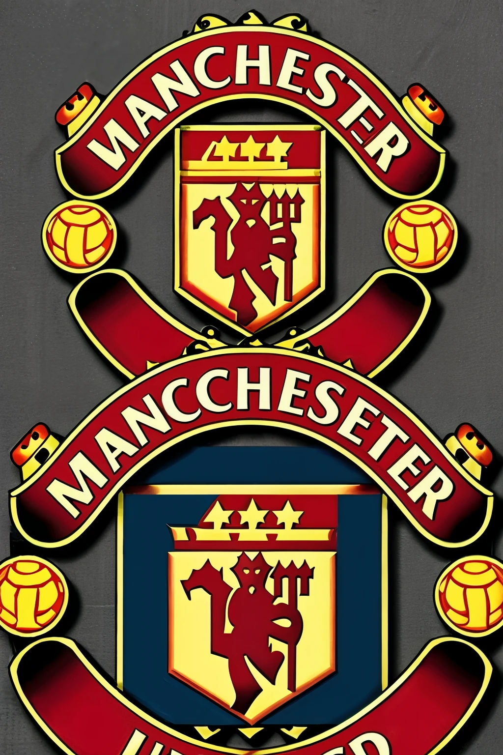 combina el escudo del manchester united con el escudo del chelsea y haz que el escudo se llame Combo de Caliche


