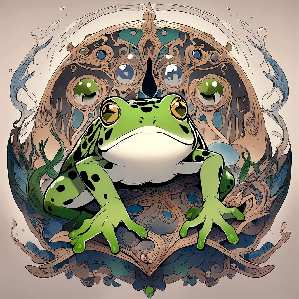 <lora:mdrnkz3:1> a frog looking side in the style of mdrnkz3 over black background