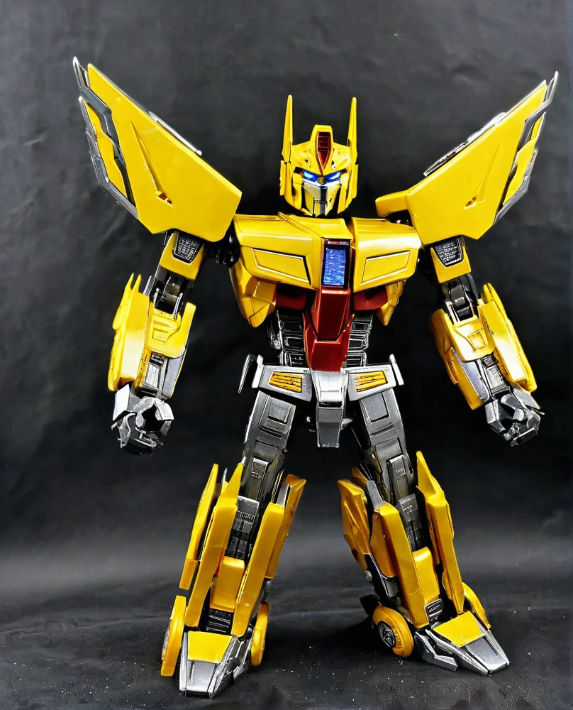 Transformers, yellow red colour metal, as decepticon, full body,