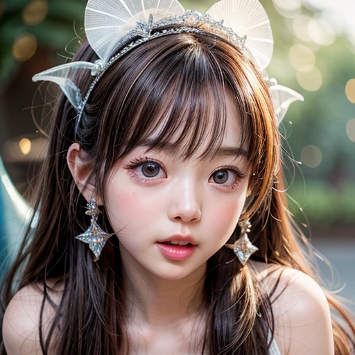 NSFW, 8k, High-level, absurd, masterpiece, best quality, primitive, very detailed CG, very detailed wallpaper, perfect lighting, Extremely detailed (((The personifying " Ariel " as a ))), MysticSight, Tyndall effect, Tyndall scattering, Studio gray background with (many Dazzling RainbowColor particles BokeH:1.28), (RoundlyButts, ThighGap), (Exposed:0.4), (Assfocus with looking ahead), BREAK (NOGIZAKA face variations) Extremely Detailed very KAWAII face variations, perfect anatomy, Childish, captivating gaze, elaborate detailed Eyes with (sparkling highlights:1.28), long eyelashes、Glossy RED Lips with beautiful details, Coquettish tongue, Rosy cheeks, Radiant PearlSkin with clear transparency . { (Dynamic LifeLike expressions:1.4) | :d) }, (large eyes:-1) .