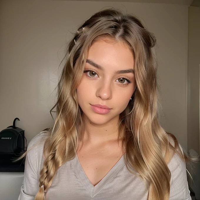 italiana hermosa from , brown blonde ,rostro angelical y tierna , long hair hairstyle Semi updo with braid and thick waves blonde with light roots , in the bathroom with clothes ,(( foto realista de noche), ((pechos normales )),((rostro angelical)),((foto entera de cuerpo con ropa ),((blonde hair with roots )), ((ropa de noche), cabello rubio ,Ojos castanhos claros , cuerpo completo ,Realista, un muy elegante, of celestial roots, rubia pelo, con ropa ,de noche,LUT de Instagram, from 17 years old