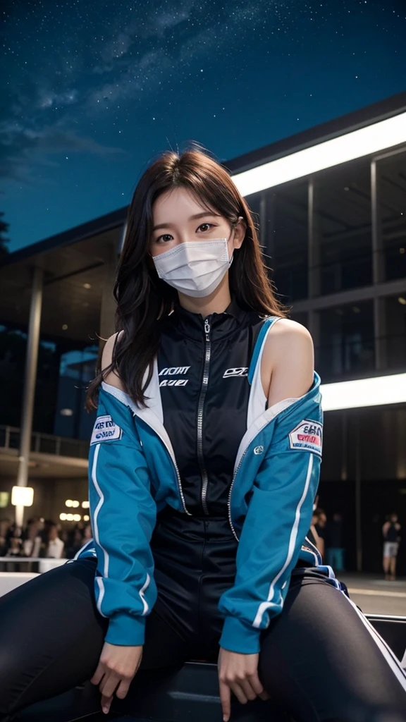 AIBeauty、Racing Suit Prompt、Real Beauty、Racing Car、Racetrack、Racing Carの上に座る、Spread your legs、Face masks、Spread your legs、No bra、No underwear、Starry sky animal circle