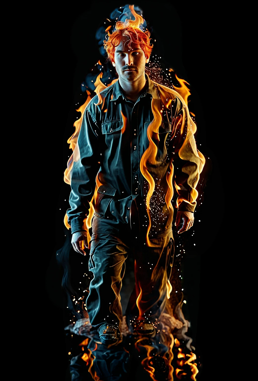 cinematic photo, fire element, composed of fire elements hrglw, highly detailed, (fire element:1.1),composed of fire elements,(1man:1.3),burning,transparency,fire,(molten rock),flame skin,flame print,fiery hair,smoke,cloud,(((a man wrapped in flames soaring flames radiating sparks))),the burning hand, (Masterpiece, high quality, best quality),(fire element:1.1),composed of fire elements,burning,(man:1.2),fire,molten rock,flame skin,flame print,fiery hair