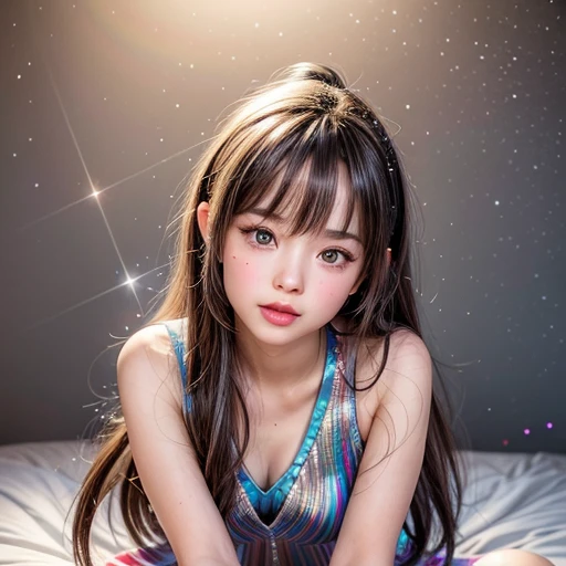 NSFW, 8k, High-level, absurd, masterpiece, best quality, primitive, very detailed CG, very detailed wallpaper, perfect lighting, Extremely detailed (((The personifying " Charlie's Angels " as a ))), MysticSight, Tyndall effect, Tyndall scattering, Studio gray background with (many Dazzling RainbowColor particles BokeH:1.28), (RoundlyButts, ThighGap), (Exposed:0.4), (Assfocus with looking ahead), BREAK (NOGIZAKA face variations) Extremely Detailed very KAWAII face variations, perfect anatomy, Childish, captivating gaze, elaborate detailed Eyes with (sparkling highlights:1.28), long eyelashes、Glossy RED Lips with beautiful details, Coquettish tongue, Rosy cheeks, Radiant PearlSkin with clear transparency . { (Dynamic LifeLike expressions:1.4) | :d) }, (large eyes:-1) .