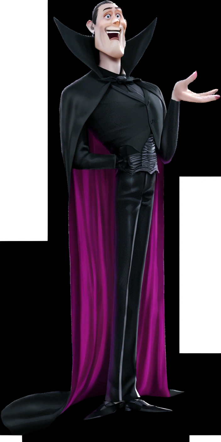 Put Count Dracula in basketball clothes and have him hold a basketball in his hand en pixAr