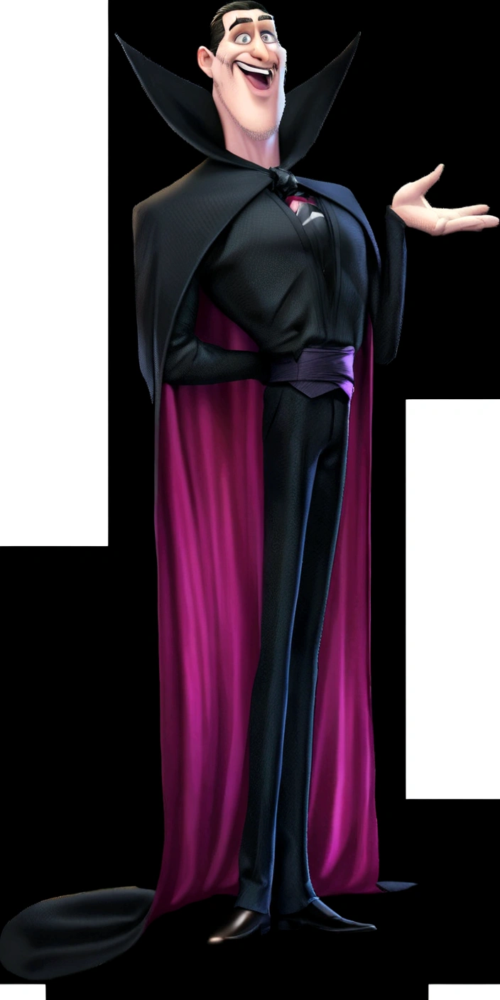 Put Count Dracula in basketball clothes and have him hold a basketball in his hand en pixAr