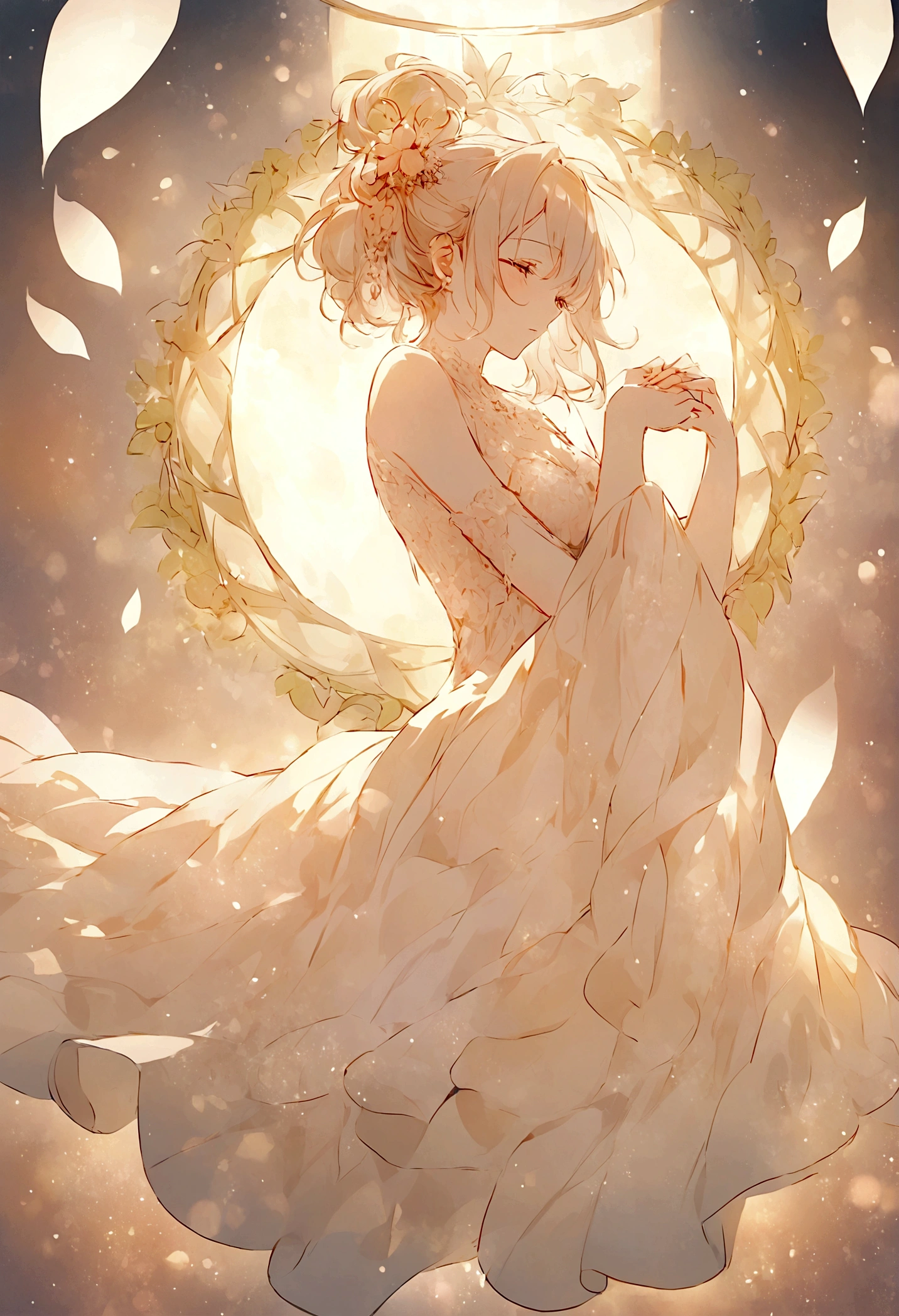 Ten Aspects of Longevity,A boy in the void,Curled up position,There are ten magic circles around the boy.,Sunny bright background