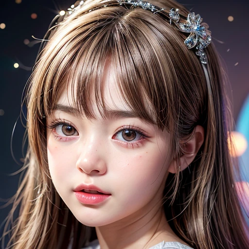 NSFW, 8k, High-level, absurd, masterpiece, best quality, primitive, very detailed CG, very detailed wallpaper, perfect lighting, Extremely detailed (((The personifying " Venus " as a Little Girl))), MysticSight, Tyndall effect, Tyndall scattering, Studio gray background with (many Dazzling RainbowColor particles BokeH:1.28), (RoundlyButts, ThighGap), (Exposed:0.4), (Assfocus with looking ahead), BREAK (NOGIZAKA face variations) Extremely Detailed very KAWAII face variations, perfect anatomy, Childish, captivating gaze, elaborate detailed Eyes with (sparkling highlights:1.28), long eyelashes、Glossy RED Lips with beautiful details, Coquettish tongue, Rosy cheeks, Radiant PearlSkin with clear transparency . { (Dynamic LifeLike expressions:1.4) | :d) }, (large eyes:-1) .