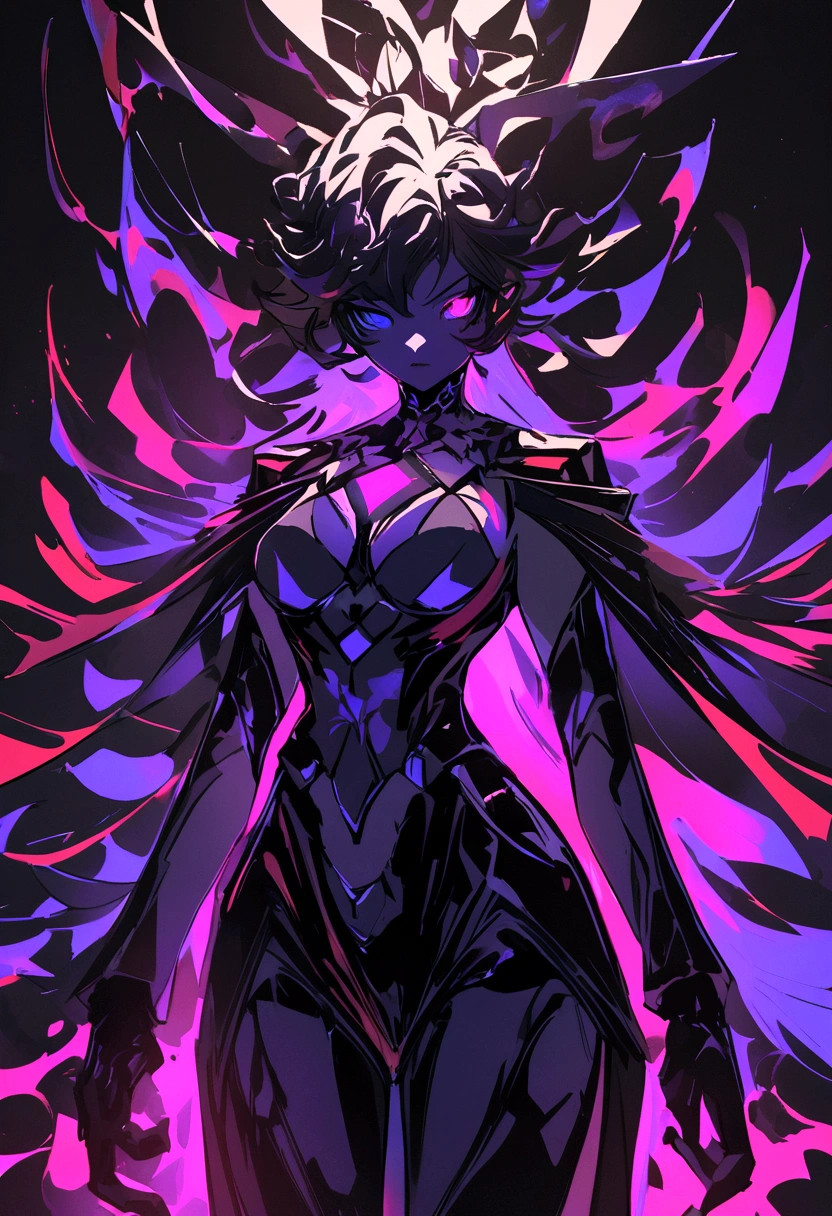 Mulher negra, cabelos preto, cabelos cacheados, moderno, expressionismo abstrato, contraste, UHD, melhor qualidade