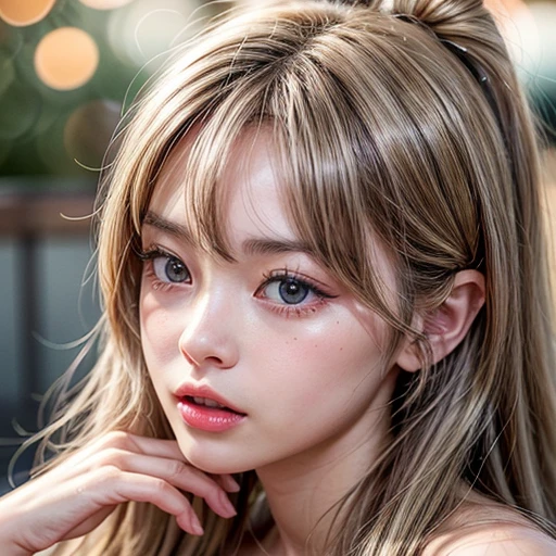 NSFW, 8k, High-level, absurd, masterpiece, best quality, primitive, very detailed CG, very detailed wallpaper, perfect lighting, Extremely detailed (((The personifying " Brigitte Bardot " as a ))), MysticSight, Tyndall effect, Tyndall scattering, Studio gray background with (many Dazzling RainbowColor particles BokeH:1.28), (RoundlyButts, ThighGap), (Exposed:0.4), (Assfocus with looking ahead), BREAK (NOGIZAKA face variations) Extremely Detailed very KAWAII face variations, perfect anatomy, Childish, captivating gaze, elaborate detailed Eyes with (sparkling highlights:1.28), long eyelashes、Glossy RED Lips with beautiful details, Coquettish tongue, Rosy cheeks, Radiant PearlSkin with clear transparency . { (Dynamic LifeLike expressions:1.4) | :d) }, (large eyes:-1) .