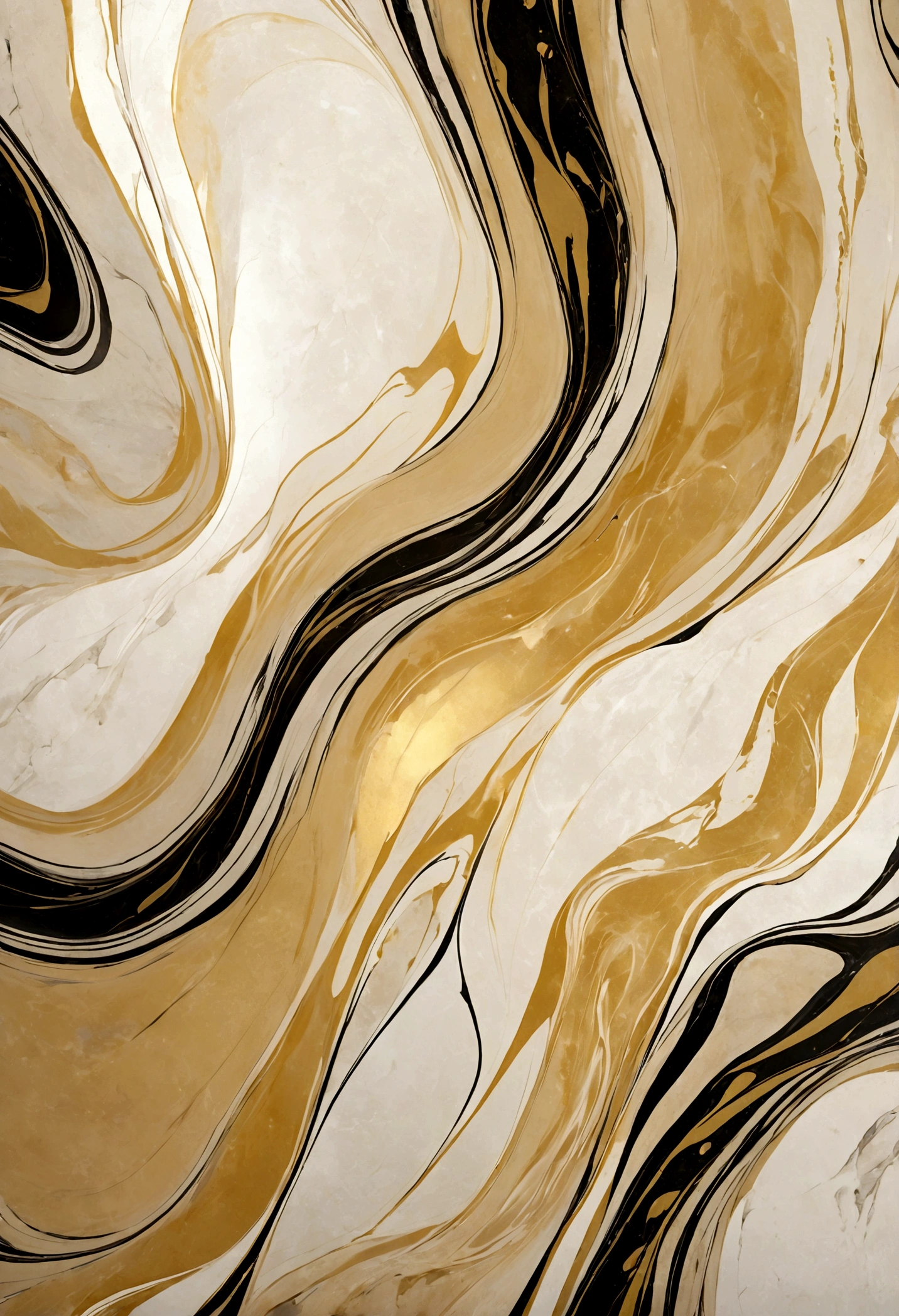 Light yellow and black abstract marble texture with gold highlights