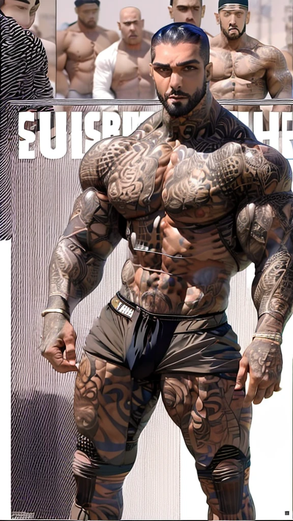 (best quality, high resolution, Artwork:1.2), standing, posing, smiling, Horny, Latin Beauty, (((Huge male bodybuilder:1.15))), huge muscular ass, (wide hips), (Slim waist) , (((Broad shoulders))), ((((huge breasts)))), nervous, (black hair), feather crown carnival, shaved hair, black hair, full body, Glossy skin, tanned skin, hands on the hips, vibrant, wearing nervous carnival attire, sensual manga line art manga panels