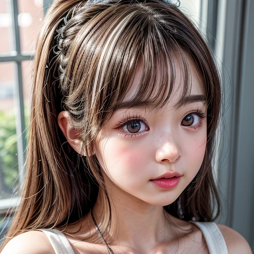 NSFW, 8k, High-level, absurd, masterpiece, best quality, primitive, very detailed CG, very detailed wallpaper, perfect lighting, Extremely detailed (((The personifying " Agnes Lum " as a ))), MysticSight, Tyndall effect, Tyndall scattering, Studio gray background with (many Dazzling RainbowColor particles BokeH:1.28), (RoundlyButts, ThighGap), (Exposed:0.4), (Assfocus with looking ahead), BREAK (NOGIZAKA face variations) Extremely Detailed very KAWAII face variations, perfect anatomy, Childish, captivating gaze, elaborate detailed Eyes with (sparkling highlights:1.28), long eyelashes、Glossy RED Lips with beautiful details, Coquettish tongue, Rosy cheeks, Radiant PearlSkin with clear transparency . { (Dynamic LifeLike expressions:1.4) | :d) }, (large eyes:-1) .