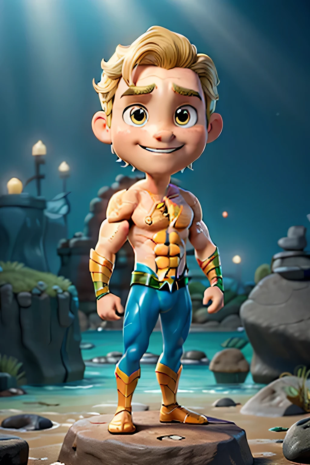 ((best quality)), ((masterpiece)), (detailed), Chibi Aquaman, white background