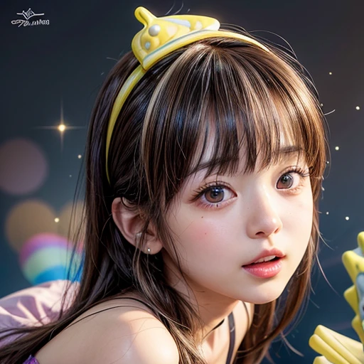 NSFW, 8k, High-level, absurd, masterpiece, best quality, primitive, very detailed CG, very detailed wallpaper, perfect lighting, Extremely detailed (((The personifying " Spongebob " as a Little Girl))), MysticSight, Tyndall effect, Tyndall scattering, Studio gray background with (many Dazzling RainbowColor particles BokeH:1.28), (RoundlyButts, ThighGap), (Exposed:0.4), (Assfocus with looking ahead), BREAK (NOGIZAKA face variations) Extremely Detailed very KAWAII face variations, perfect anatomy, Childish, captivating gaze, elaborate detailed Eyes with (sparkling highlights:1.28), long eyelashes、Glossy RED Lips with beautiful details, Coquettish tongue, Rosy cheeks, Radiant PearlSkin with clear transparency . { (Dynamic LifeLike expressions:1.4) | :d) }, (large eyes:-1) .