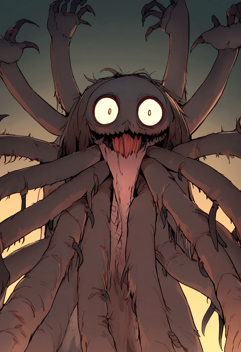 tickle monster with several arms, terrifying