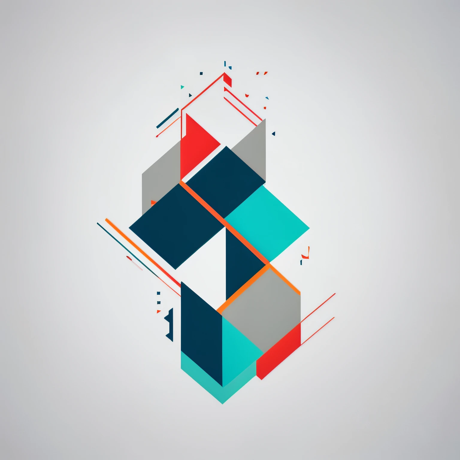 a detailed illustrated logo design in letters, digital art, minimalist design, clean lines, geometric shapes, symmetrical composition, abstract, modern, vector art, gradient colors, 3D, best quality, 8k, highres, masterpiece:1.2, ultra-detailed, realistic, photorealistic:1.37, professional, vivid colors