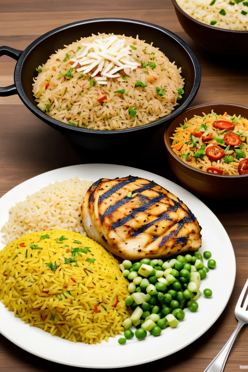 food. Arabic rice kabsa . And grilled chicken