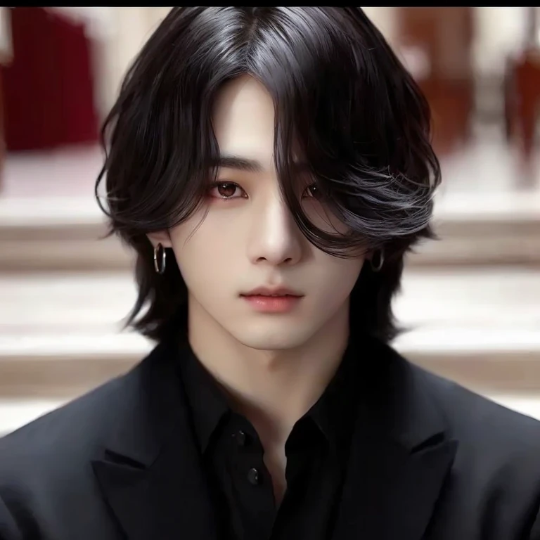 hay un hombre con una chaqueta negra y una camisa negra, jungkook, cai xukun, inspirado en Yanjun Cheng, Fotorrealista!!!!!!! Estilo de Arte, yoongi de pelo negro, inspirado en jeonseok lee, beautiful androgynous prince, realistic anime art style, kim taejin, estilo de realismo anime, kim doyoung, jinyoung shin, Inspirado por Zhang Han