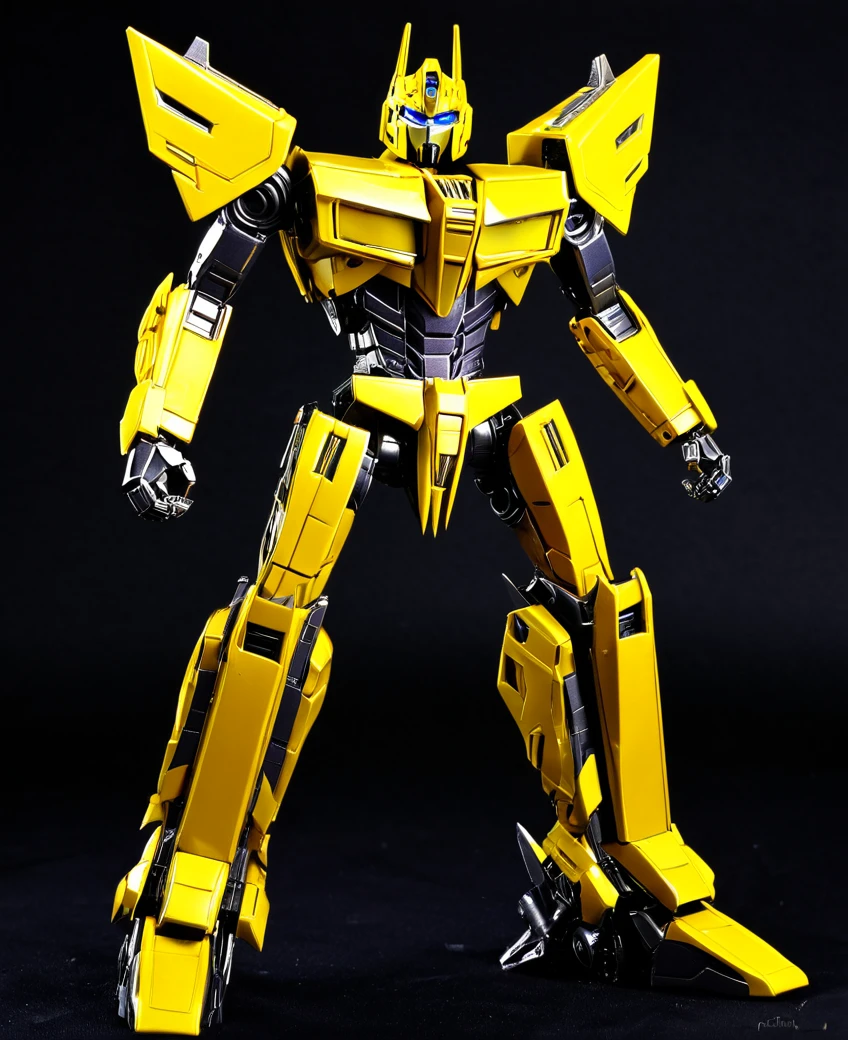 Transformers, yellow colour metal, as decepticon, full body, villain,