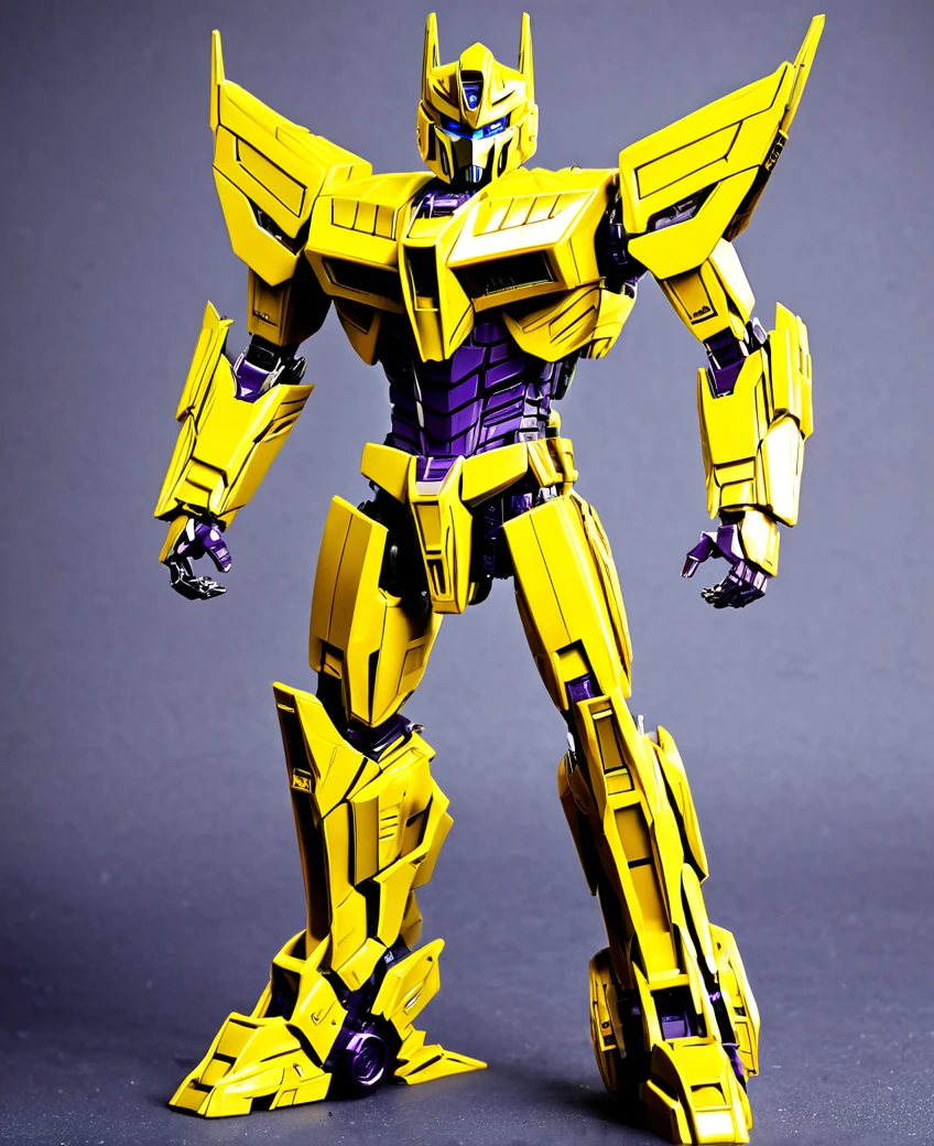 Transformers, yellow colour metal, as decepticon, full body, villain,