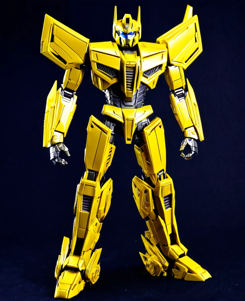 Transformers, yellow colour metal, as decepticon, full body, villain,