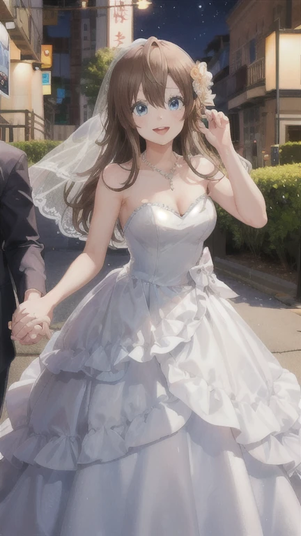 arihara,1girl,solo,wedding_dress,looking_at_viewer,posing,
