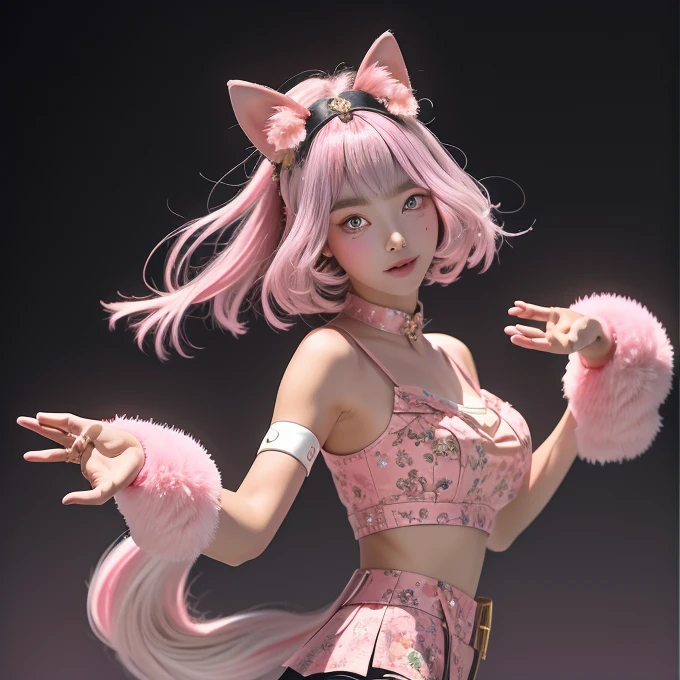 Group image of a group of Asian women posing for a photo,The upper part of the body、one girls、i have silver hair color、Two-tone、(Pink Highlight Hair、Curly hair,floral headband、very Bigger breasts、Sorcerer、whore、idol、garterbelts、off shoulders、Dancing、Jumping、Has a shining wand、Countless glowing spheres float、Glowing soap bubbles、cgstation ,ulzzang,(color),Multi-colored clothes, Popular on bbwchan, Yan Juncheng, Girls' Generation, Pink complexion(((Many female dancers)))動物illustration,mixed species,different kinds of animals,various species,diverse animals,digimon evolution,ultimate evolution,Perfect body,ultimate body,horse,Anthropomorphic,digimon evolution,ultimate evolution,Perfect body,ultimate body,UFO,有是horse,Anthropomorphic,best quality,Super detailed,Realistic,(真實Art,概念Art:1.2),humor,天horse行空的imagination,quirky style,Cartoon creatures,Crazy combination,chaotic scene,,creativity,Art,mixed species啟發,Pokemon style,Love to play、whimsical、Colorful、Playful、imagination、Mysterious atmosphere、Cute characters、unique design、((fictional animals))、eye-catching、Attention to detail、Colorful、expressiveness、Entertainment、Unconventional、Stimulate、various kinds,animal diversity,harmonious relationship,peaceful coexistence,animal world,Art表現,Beautifully illustrated creatures,((Amazing fusion)),hybrid animals,Unusual biological pairings,((口袋妖怪Art風格)),數碼寶貝關鍵Art,杉森健Art,Maki Haku,位圖Art,釋放imagination,charming depiction,Case,Interesting visual storytelling,Rich creativity,Wonderful composition,自然的Art靈感,迷人的Art作品,Rich narrative,whimsical的故事,Playful的詮釋,富有imagination的設置,獨特的Art表達,Lively and dynamic,images full of energy,stunning details,精心製作的Art品極品,masterpiece,illustration,Set theme(Mecha,mechanical),Fluffy tail,mechanical腿,(fluorescent色:1.5),(Laser purple light:1.1),Foxfire,fluorescent