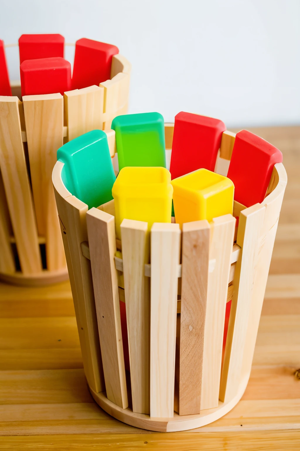 Preparation of the Popsicle Sticks:
Coloca los palitos de paleta en el fondo de cada molde para paletas. Si no tienes moldes para paletas, you can use small plastic cups.