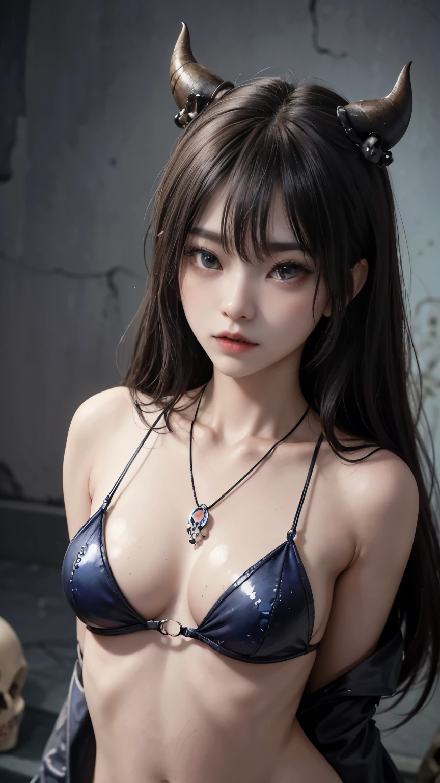 (8ก, highest quality: 1.3), (Fatal Beauty,charm的な悪役,witch) ,(A supple and powerful physique),(官能的なcharm),(Mysteriouscharm:1.1),(Captivating silhouette),(highest quality,High resolution:1.2),(dark,Threatening:1.1),Very detailed, Complete Solution, (Realistic, Realistic photo: 1.37), Portraiture, High resolution RAW color photograph, devil, Beast skull, Blood Chain, was taken, Skeleton Behemoth, Abnormal restless eyes, Sutured limbs, Tentacles, Skeleton, teeth, Sharp Fangs, Chained, Insanityの表現, Insanity, Dungeon Dungeon Environment, Amazing details, Large file size, Urban,Very detailed,masterpiece,Intricate details,Faded,Very detailed, Eye for details,Intricate details,暗くてSpooky atmosphere, Spiritual Beings, Hauntingly beautiful, Ghostly figures, Shadow-like shape, Spooky whispers, an ominousオーラ, Very detailedな美しい女の子, (Ideal body type:1.8), Very detailed faceexpressive lips, (so beautiful、Crisp big eyes:1.5), Fine skin., All features are shown in detail., The outline of the fingers is beautifully drawn...., The nose is precisely shaped., expressive lips, Perfect Anatomy, 20th generation, cute、Realistic、(Front view:1.4),(Face Focus:1.3),Perfect breasts,Round Breasts,(Flat Chest:1.5),(View Audience:1.5), Perfect Ass, cute face, Sexy Face, Sexy Body,( Very lean body:1.6),Sexy pose, blush, charm的な体, Young people, masterpiece:1.8,((Beautiful woman aesthetic horror,dark影,A deeper perspective,Eerie Beauty,Grotesque elegance)),Dark fantasy,Horror universe,Insanityの庭,nightmareの王国,Beings from another world,Twisted reality,Gothic , Close-up of a woman with dark hair and a black dress, Dark Eyes,an ominous笑顔,((((Skull Necklace))))、((((big sapphire necklace))))、Evil Aura,Burning Flames,Soul Corruption,dark影,an ominous雰囲気,Strange symbols,Cursed Land,Eternal Darkness,Unforgettable Exists,Intimidating person,Grotesque features,Horror Scene,twisted reality,Scary atmosphere,A wonderful work of art,Evil Unleashed,Supernatural horror,Spooky art,nightmare fuel,Terrifyingly clear,Abstract fear,Terrifyingly beautiful,masterpiece,Fear incarnate,Shadow Chaos,Exists,Born Soul Darkness,Dark fantasyアート, Beautiful and elegant queen of darkness, Gothic fantasy art, Gothic Dark Maiden, Detailed Texture,Spooky creatures,an ominous雰囲気,Mythical,Space horror,darkness,Mysterious,Dark aesthetic,Eyes of another world,Ancient Gods, Mysteriousシンボルで飾られた流れるようなローブ, Arms stretched out, Tentacles,Pitch black blackness,Majestic,Unfathomable depth,nightmare,The Exists of the universe,an ominousExists,Secrets of the Universe, (Spooky atmosphere), (((Dramatic Shadows), (Dynamic pose), ((Artistically expressed)), ((charm), (Gothic), (Mysterious Setting), (Moody color palette), (Skillfully drawn), (sense of unease), (Intricate details), (an ominous smile), (an ominous), (charm eyes), (Horror elements), (charm composition), (Impressive anatomy),(Striking contrast))), (Interesting character designs)、Dark fantasyポートレート, Portrait of the Dark Goddess,