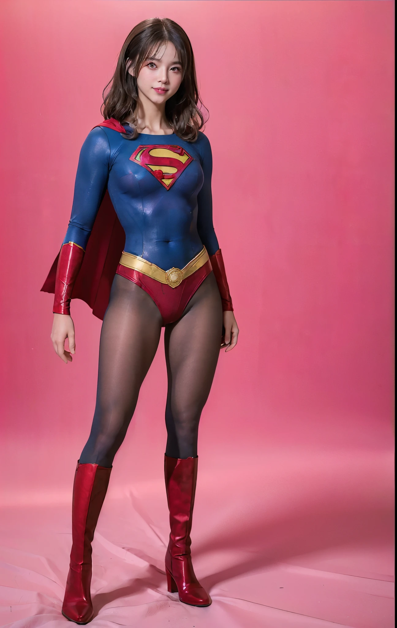 No background、(((Beautiful legs in black tights.)))、(((Legally express the beauty of your smile)))、((((Make the most of your original images)))、(((体にぴったりフィットするSupergirl Costume)))、(((Supergirl Costume)))、(((Beautiful twin tail hairstyle)))、(((She is winking cutely.)))、(((Please wear black tights....、Wear red boots)))、((Best image quality、8k))、((highest quality、8k、masterpiece:1.3))、(((Preserve background )))、Sharp focus:1.2、Beautiful woman with perfect figure:1.4、Slim Abs:1.2、Wet body:1.5、Highly detailed face and skin texture、8k