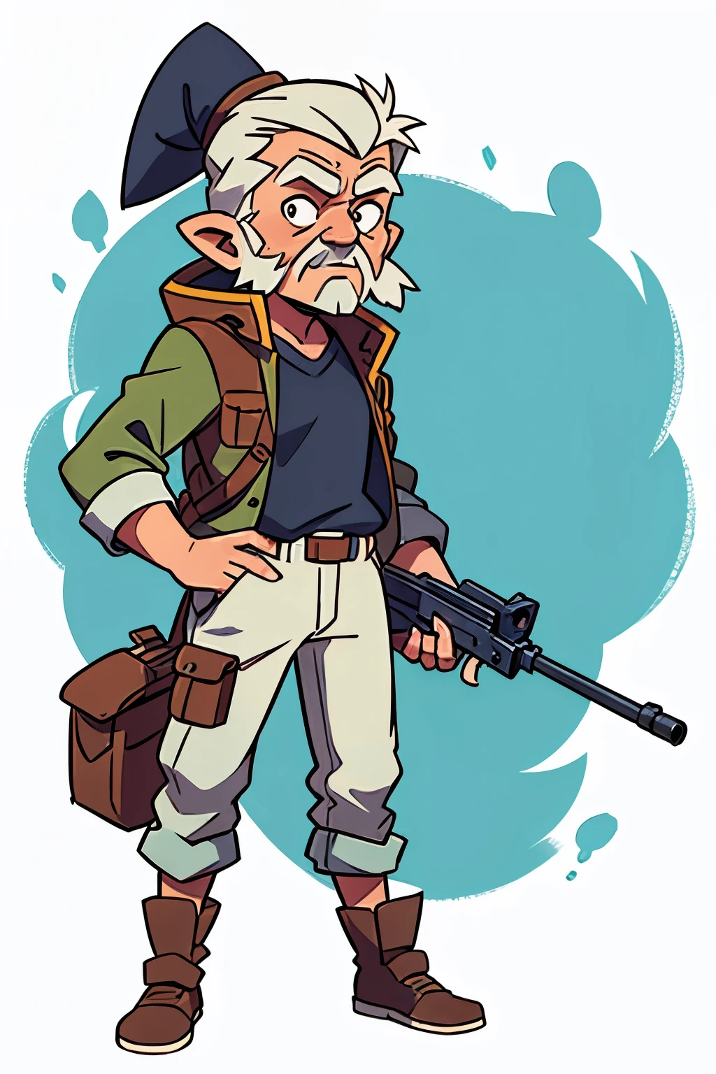 make old man a full body hunter with a gun on a white background
