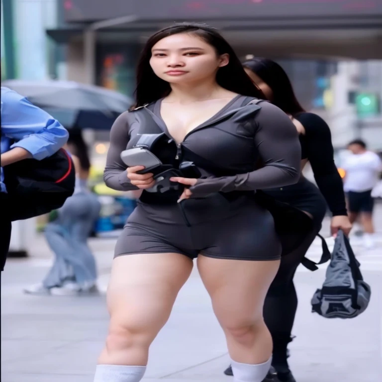 19 years asian girl, 160cm height skinny medium size breasts with black hair, ponytail hair, standing and blushing in outdoor while completely being naked, awhile everyone staring at her, ultra detail, white skin, medium breast, detailed eye, shy faces, pussy