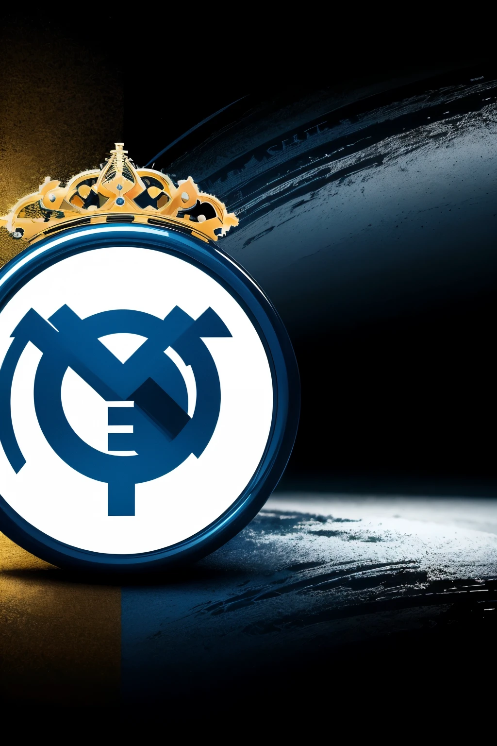 faz uma logo de time escrita BH internacional com as cores amarela,azul,black and white inspired by the Real Madrid logo