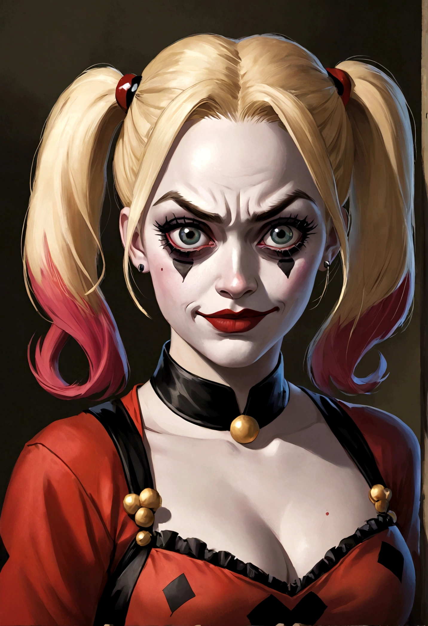 Harley Quinn is making a disgusted face