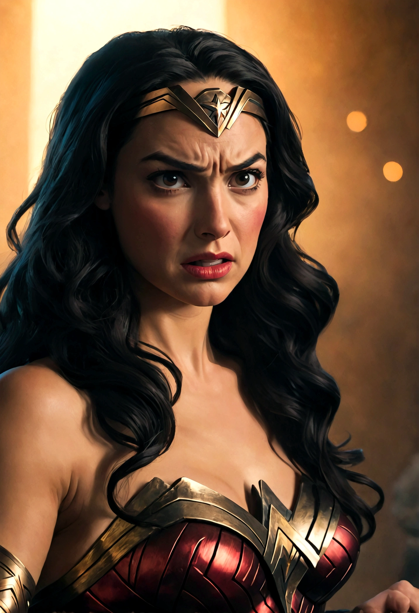 Wonder Woman is making a disgusted face