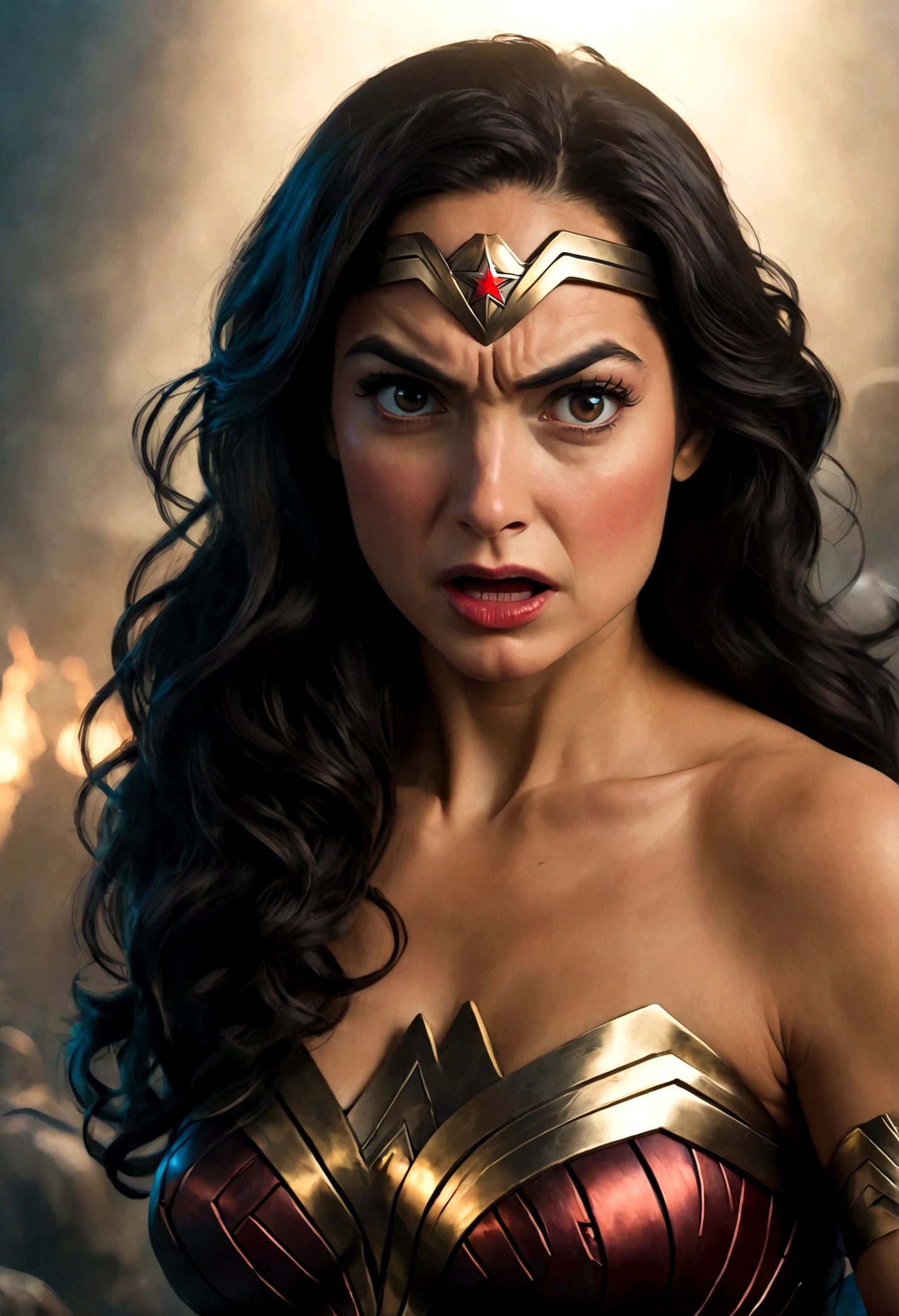 Wonder Woman is making a disgusted face